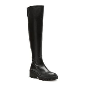 LA CANADIENNE Womens Black 1" Platform Yvonne Round Toe Leather Riding Boot 35.5
